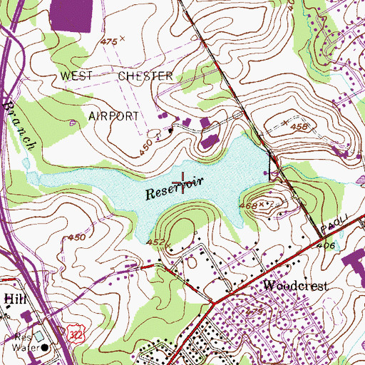 Topographic Map of Fernhill Lake, PA