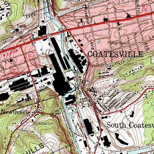 Topographic Map of Rock Run Dam, PA