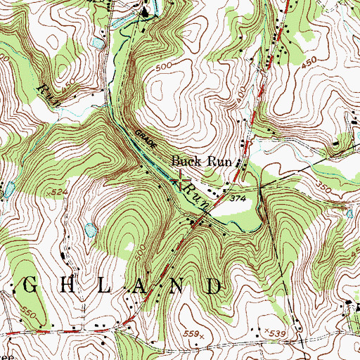Topographic Map of Buck Run Dam, PA