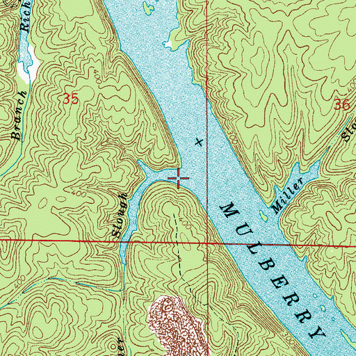 Topographic Map of Kisner Slough, AL