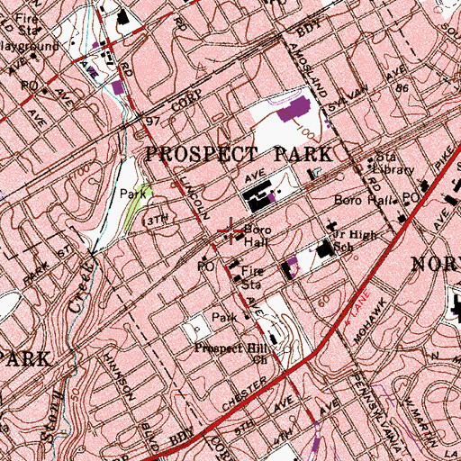 Topographic Map of Moore Station, PA