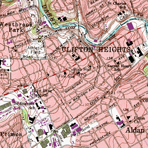 Topographic Map of Clifton Station, PA