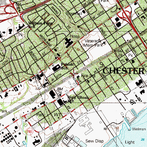 Topographic Map of Highland Avenue Station, PA