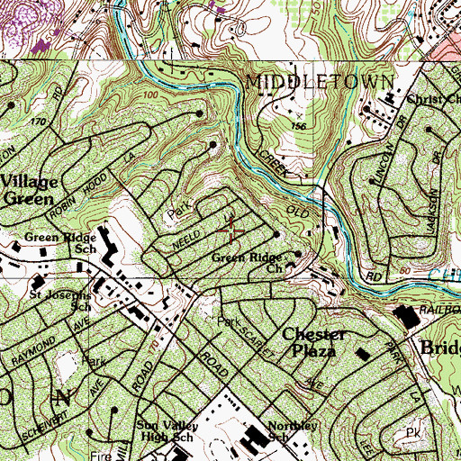 Topographic Map of Green Ridge, PA