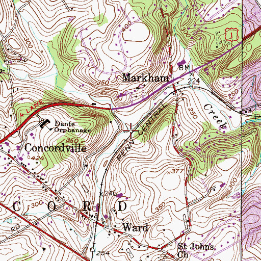 Topographic Map of Concord Creek, PA