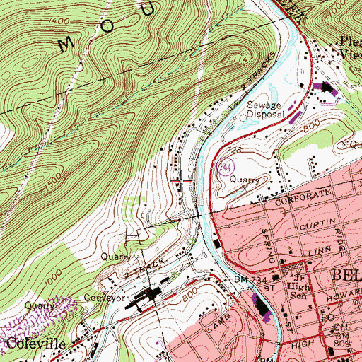 Topographic Map of Bellefonte Station, PA