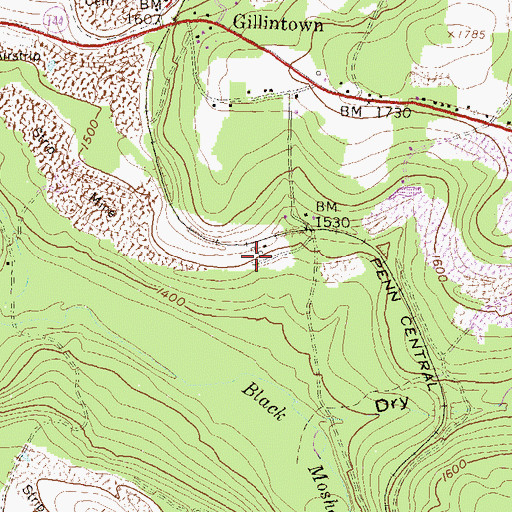 Topographic Map of Gillintown Mines Station, PA