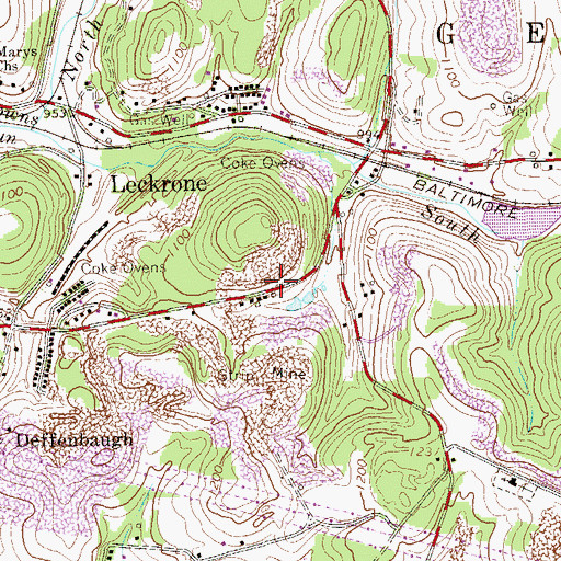 Topographic Map of Emery, PA