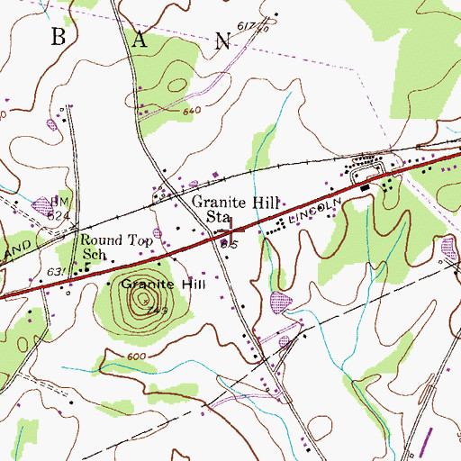 Topographic Map of Granite Hill, PA