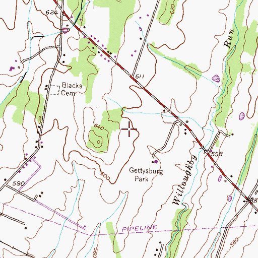 Topographic Map of Gettysburg Heliport, PA