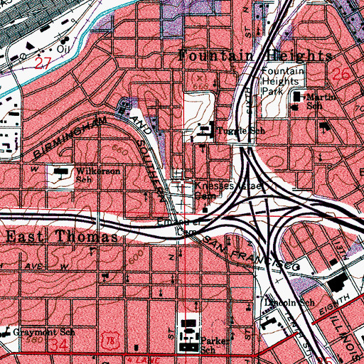 Topographic Map of Knesses Israel Cemetery, AL