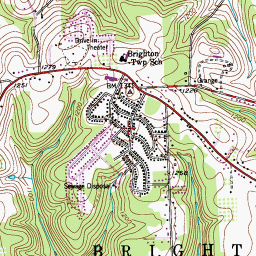 Topographic Map of Dawson, PA