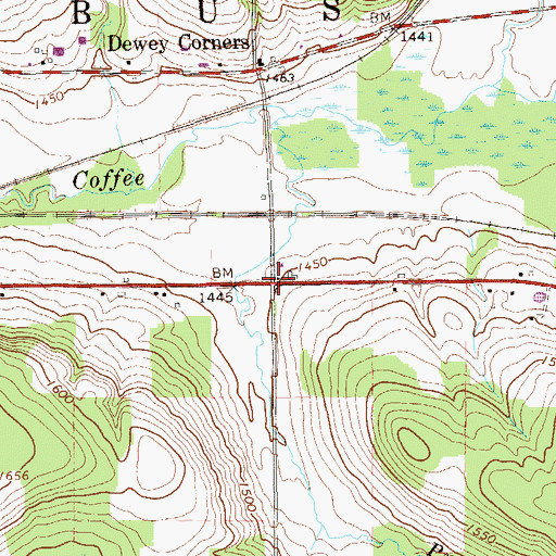 Topographic Map of Backus Corners, PA
