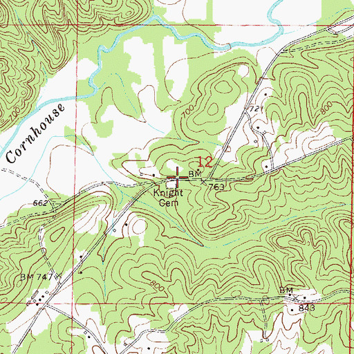 Topographic Map of Knight Cemetery, AL
