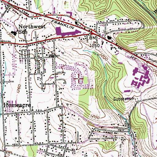 Topographic Map of Highfield, PA