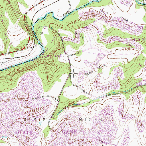 Topographic Map of Walt Mills, PA
