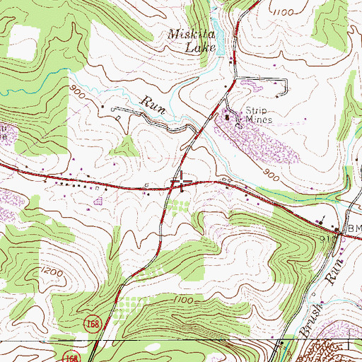 Topographic Map of Rowtown, PA