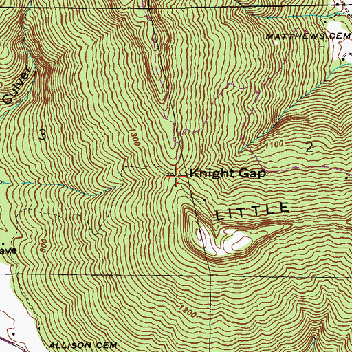 Topographic Map of Knight Gap, AL