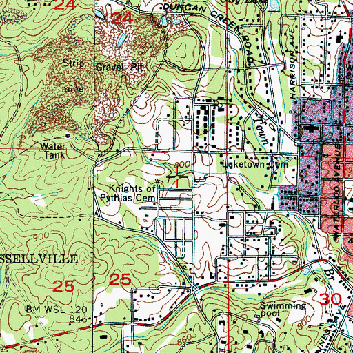 Topographic Map of Knights of Pythias Cemetery, AL