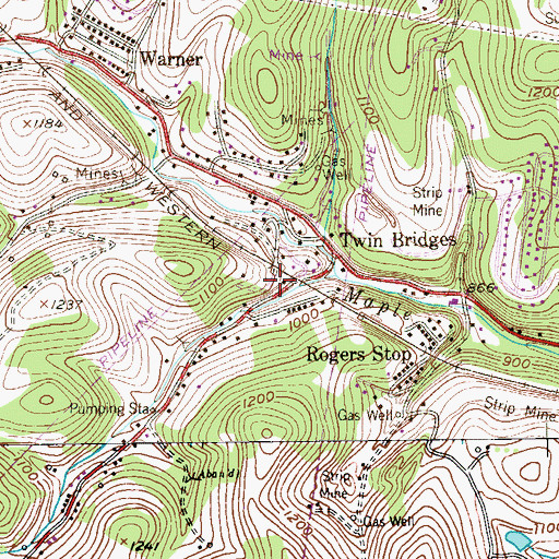 Topographic Map of Maple Station (historical), PA