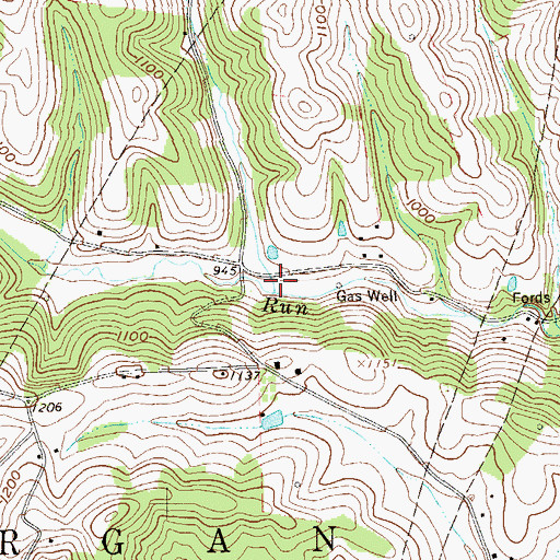 Topographic Map of Bacon Run, PA