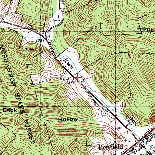 Topographic Map of Hoovertown, PA