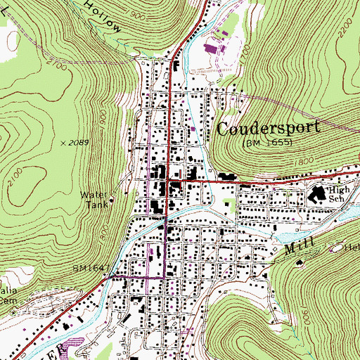 Topographic Map of Coudersport Court House Historic Site, PA