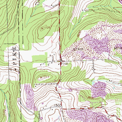 Topographic Map of Mount Zion, PA