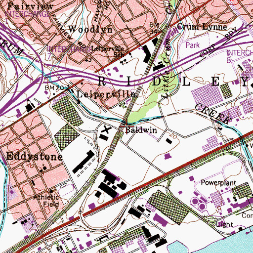 Topographic Map of Baldwin Station, PA