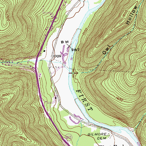 Topographic Map of Owl Run, PA