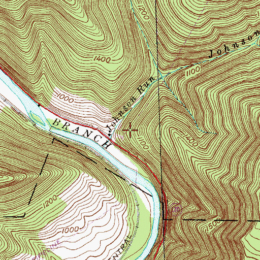 Topographic Map of Johnson Run State Forest Natural Area, PA