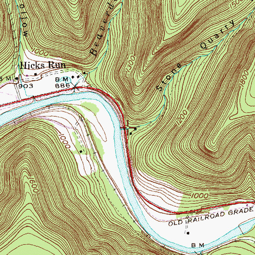 Topographic Map of Barrs Run, PA