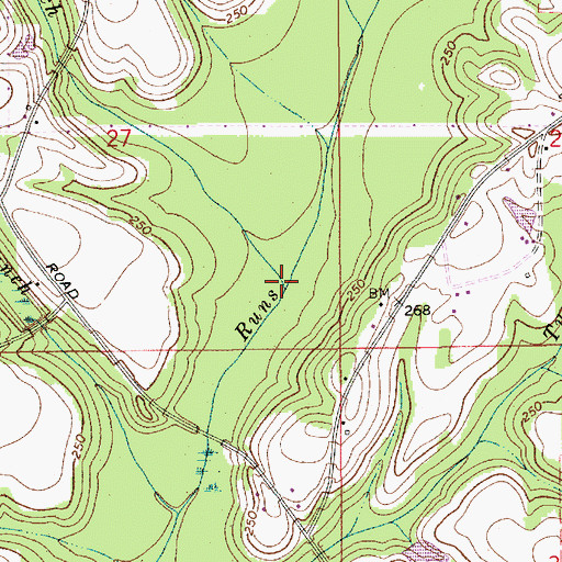 Topographic Map of Knox Branch, AL