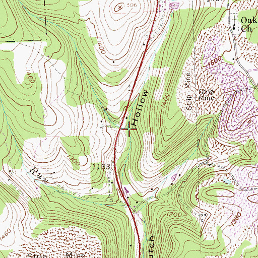 Topographic Map of Heichel Run, PA