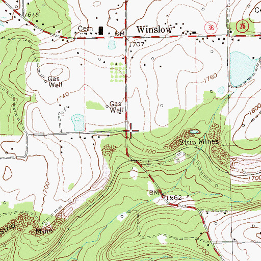 Topographic Map of Winslow, PA