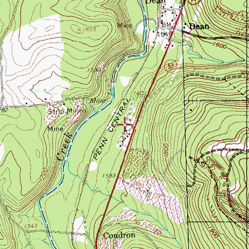 Topographic Map of Tippletown, PA