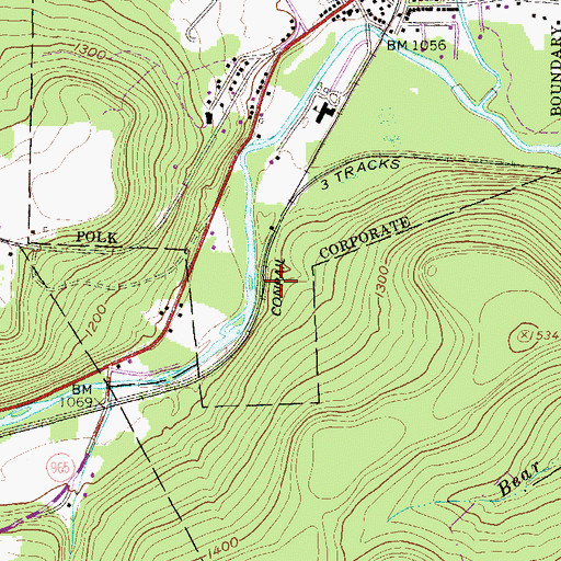 Topographic Map of Polk Junction, PA