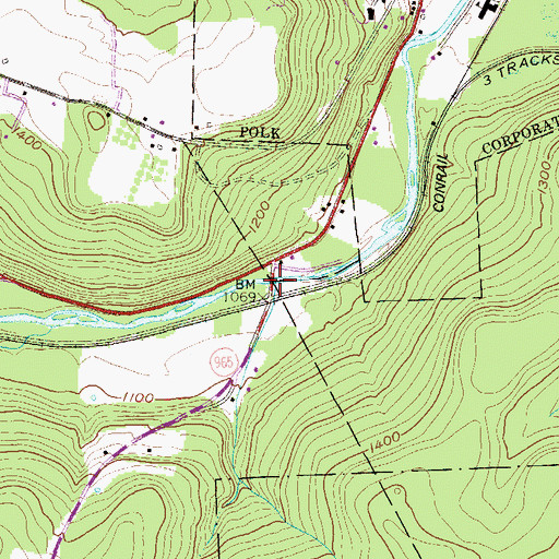 Topographic Map of Waterloo Bridge, PA