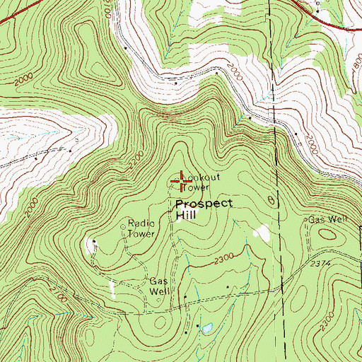 Topographic Map of Pospect Hill Lookout Tower, PA