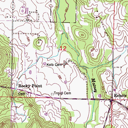 Topographic Map of Kolb Cemetery, AL