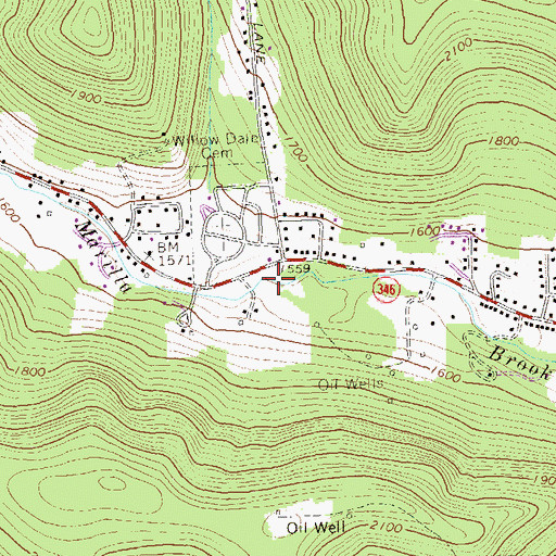 Topographic Map of Meadow Brook, PA