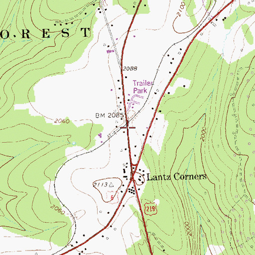 Topographic Map of Lafayette Station, PA