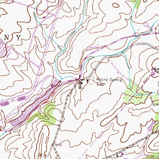 Topographic Map of Rocky Spring, PA