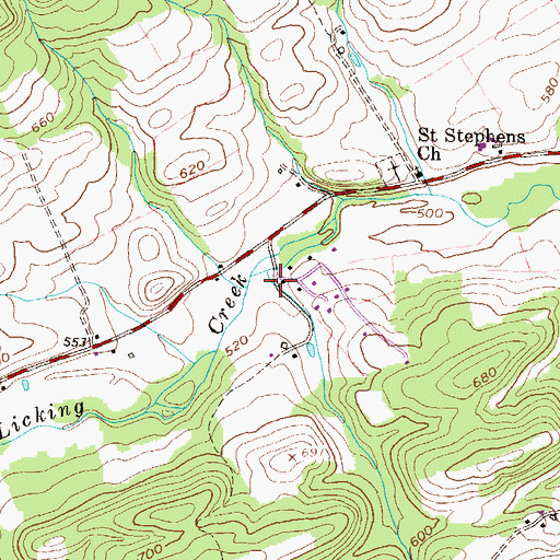 Topographic Map of Muddy Run, PA