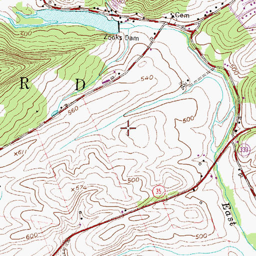 Topographic Map of Zooks Dam, PA