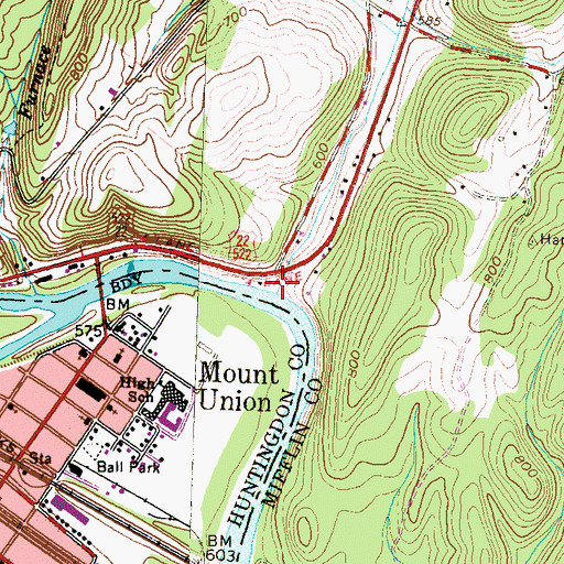 Topographic Map of Long Hollow Run, PA