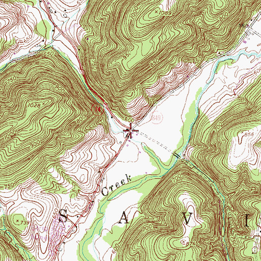 Topographic Map of Roseburg, PA