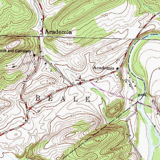 Topographic Map of Tuscarora Academy Historic Site, PA