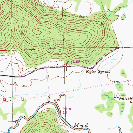 Topographic Map of Kyles Cemetery, AL