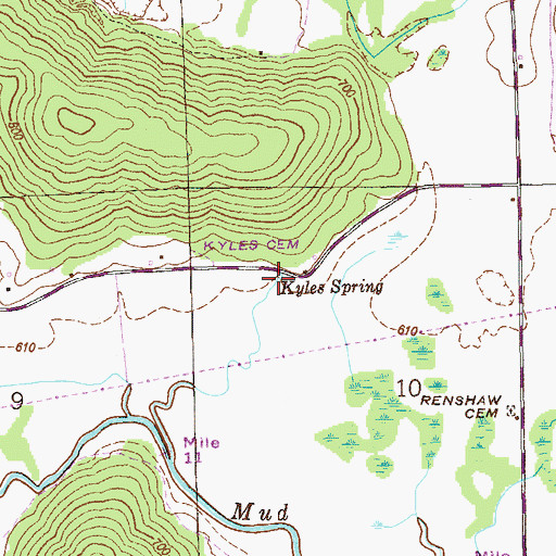 Topographic Map of Kyles Spring, AL